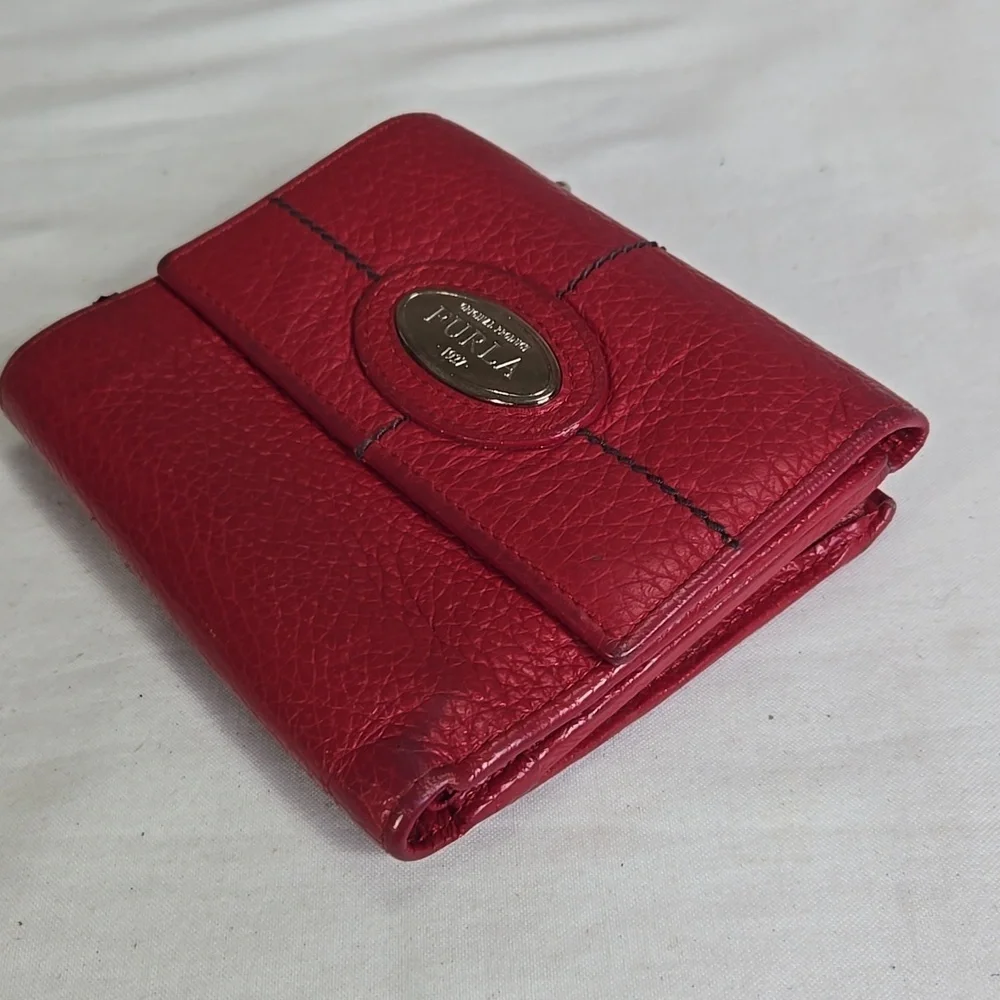 Women's Furla Red Pebble Leather Wallet